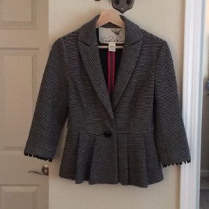 Anthropologie Black and White Blazer with Peplum